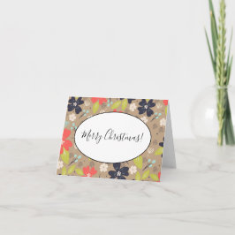 手書きクリスマスポインセチア赤白海軍 ノートカード