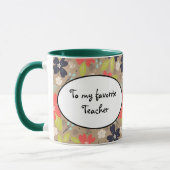 手書きクリスマスポインセチア赤白海軍 マグカップ (左)