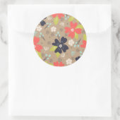 手書きクリスマスポインセチア赤白海軍 ラウンドシール (バッグ)