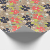 手書きクリスマスポインセチア赤白海軍 ラッピングペーパー (角)