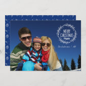 手書きクリスマスリースホリデーフォトカード シーズンカード (正面/裏面)