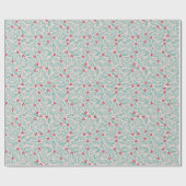 手書きクリスマスレッドホリーベリーグリーンリーフ ラッピングペーパー (フラット)