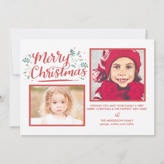 手書きクリスマス冬の水彩葉 シーズンカード (正面)