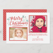 手書きクリスマス冬の水彩葉 シーズンカード (正面/裏面)