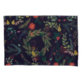 手書きクリスマス花模様:ヴィンテージコレクション 枕カバー (正面)