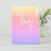 手書きグラディエント男女兼用ベビーシャワー 招待状 (スタンド正面)