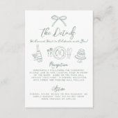 手書きグリーンお洒落の結婚詳細 エンクロージャーカード (正面)