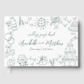 手書きグリーンお洒落結婚ズ ゲストブック (正面)