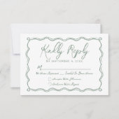 手書きグリーンお洒落結婚ズ 出欠カード (正面)