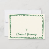 手書きグリーンイラストレーションヴィンテージ フランスの 出欠カード (裏面)