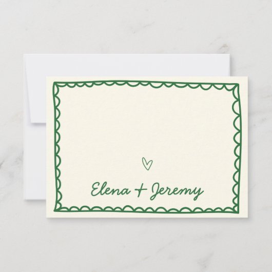 手書きグリーンイラストレーションヴィンテージ フランスの 出欠カード (裏面)