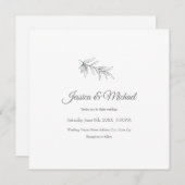 手書きグリーンオリーブ葉ズ 招待状 (正面/裏面)