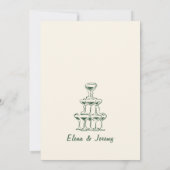 手書きグリーンシャンパン結婚ズサンキューカード サンキューカード (裏面)