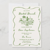 手書きグリーンブライダルシャワー 招待状 (正面)