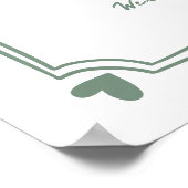 手書きグリーンボウお洒落の結婚歓迎 ポスター (角)