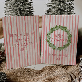手書きグリーンレッドクリスマスリース非写真 シーズンカード