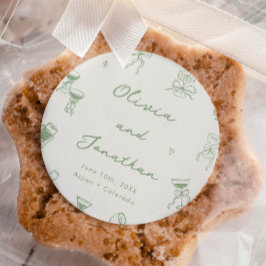 手書きグリーン結婚ズ ラウンドシール