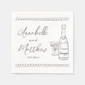 手書きグレイお洒落結婚ズ スタンダードカクテルナプキン (正面)