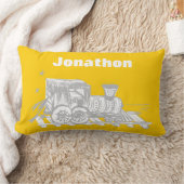 手書きグレーと白のトレイン任意の色 ランバークッション (ブランケット)