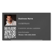 手書きグレー写真QRコード マグネット名刺 (正面)