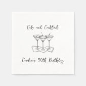 手書きケーキのカクテルドードルバースデーパーティー スタンダードカクテルナプキン (正面)