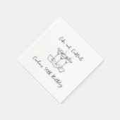 手書きケーキのカクテルドードルバースデーパーティー スタンダードカクテルナプキン (角)