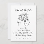 手書きケーキのカクテルドードルブライダルシャワー 招待状 (正面)