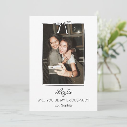 手書きコケット弓ブリデスメイド写真の提案 カード (スタンド正面)