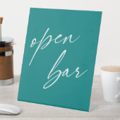 手書きコンテンポラリーオープンバー入力ティール（緑がかった色） 台座サイン (インサイチュ)