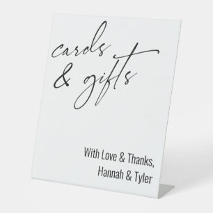 手書きコンテンポラリータイポグラフィカードとギフト 台座サイン