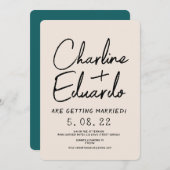 手書きコンテンポラリーレトロア結婚ート 招待状 (正面/裏面)