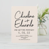 手書きコンテンポラリーレトロア結婚ート 招待状 (スタンド正面)