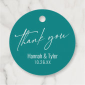 手書きコンテンポラリー感謝ティール(緑がかった色) フェイバータグ (裏面)