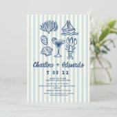 手書きコーストレトロ結婚式招待状 招待状 (スタンド正面)