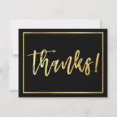 手書きゴールドスクリプト黒の感謝ノート 招待状 (正面)