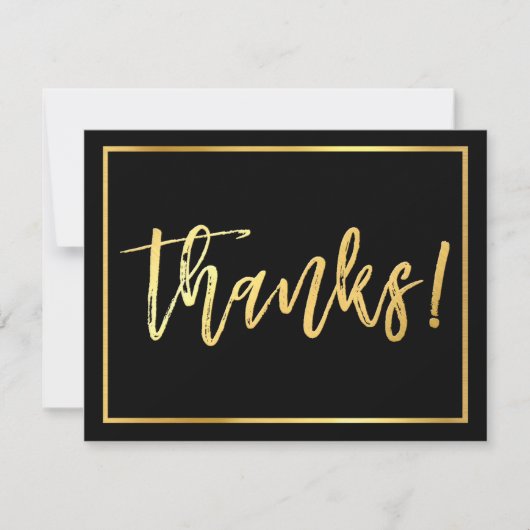 手書きゴールドスクリプト黒の感謝ノート 招待状 (正面)