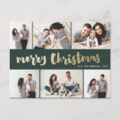 手書きゴールド メリークリスマス フォトコラージュ シーズンポストカード (正面)