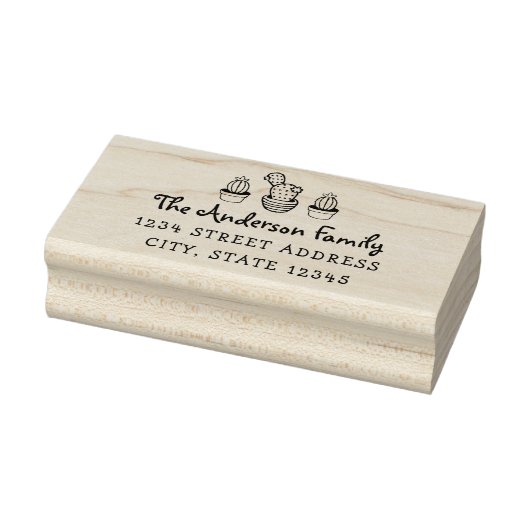 手書きサボテンのファミリ名差出人住所 ラバースタンプ (スタンプ)