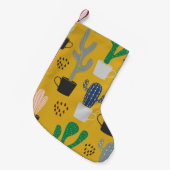 手書きサボテンのヴィンテージパターン スモールクリスマスストッキング (正面 (吊り時))