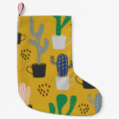 手書きサボテンのヴィンテージパターン スモールクリスマスストッキング (正面)