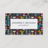 手書きサボテンをスケッチスタイルパターン 名刺 (正面)