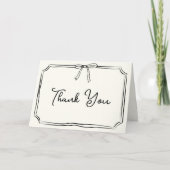 手書きサンキューカードかわいいシックなコケットボウ サンキューカード (正面)