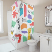 手書きサーフェスデザイン。メンフィス芸術的テクスチャ シャワーカーテン (インサイチュ)