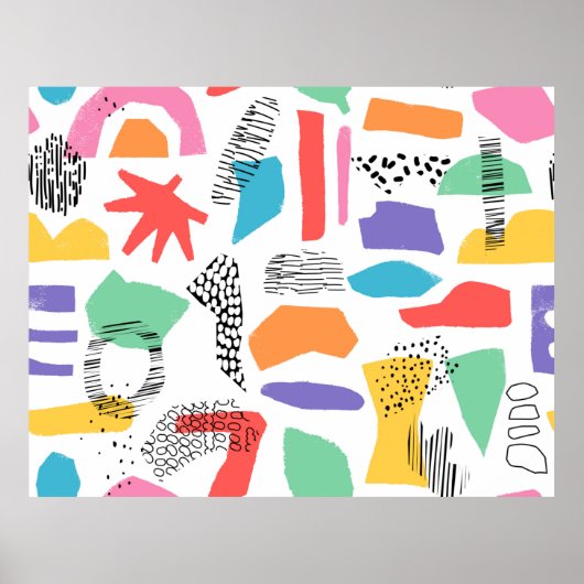 手書きサーフェスデザイン。メンフィス芸術的テクスチャ ポスター (正面)