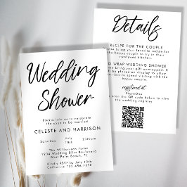 手書きシックモダンミニマルウェディングシャワー 招待状