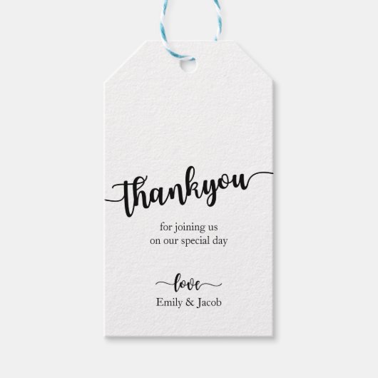 手書きシック結婚の感謝のギフトラベル ギフトタグ (正面)