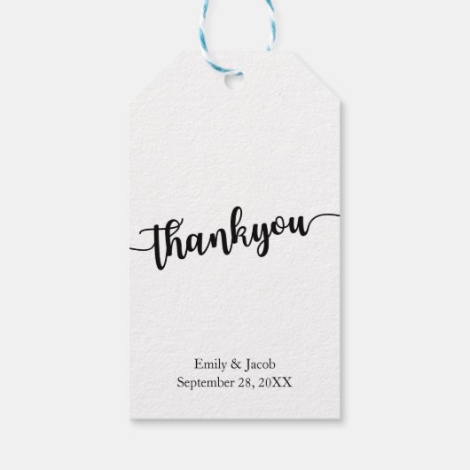 手書きシック結婚の感謝のギフトラベル ギフトタグ (裏面)