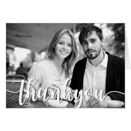 手書きシック結婚サンキューカード