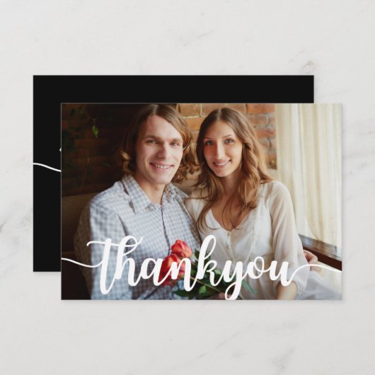 手書きシック結婚サンキューカード サンキューカード (正面/裏面)