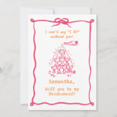 手書きシャンパンタワーブライド・メイド提案 招待状 (正面)